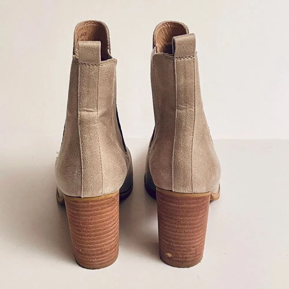 Mi.im Pu leather 8.5 Ankle booties /boots pointed toe elastic panels block heel